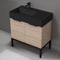 Modern Bathroom Vanity With Black Sink, Free Standing, 32